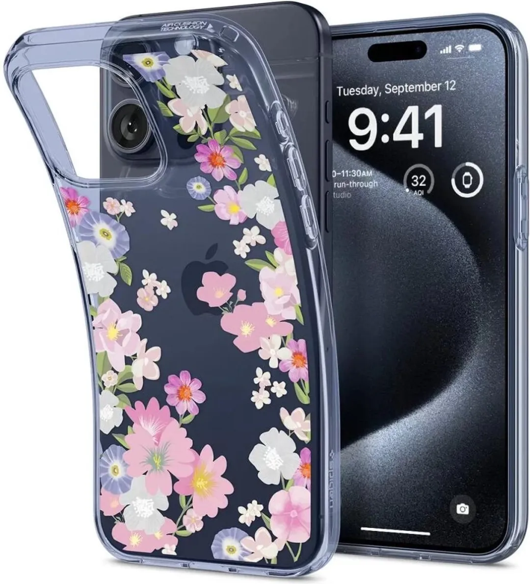 Spigen Liquid Crystal Hoesje iPhone 15 Pro - Transparant Bloesem