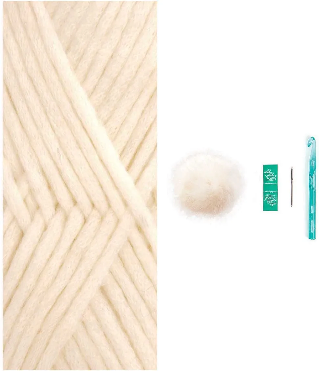 Rico Design Muts Haken Wit met Pompon - Haakpakket