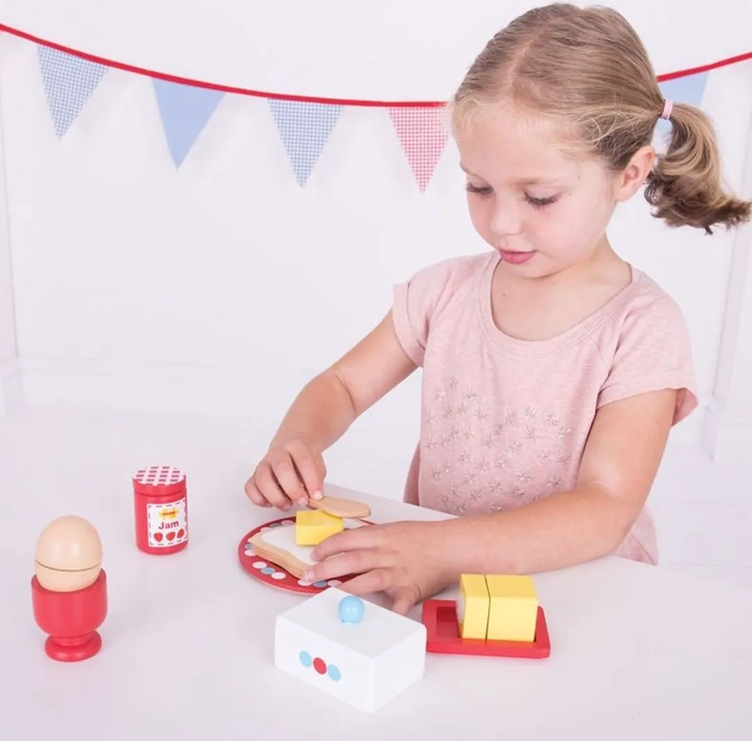 BIGJIGS Houten Ontbijtset - Multi