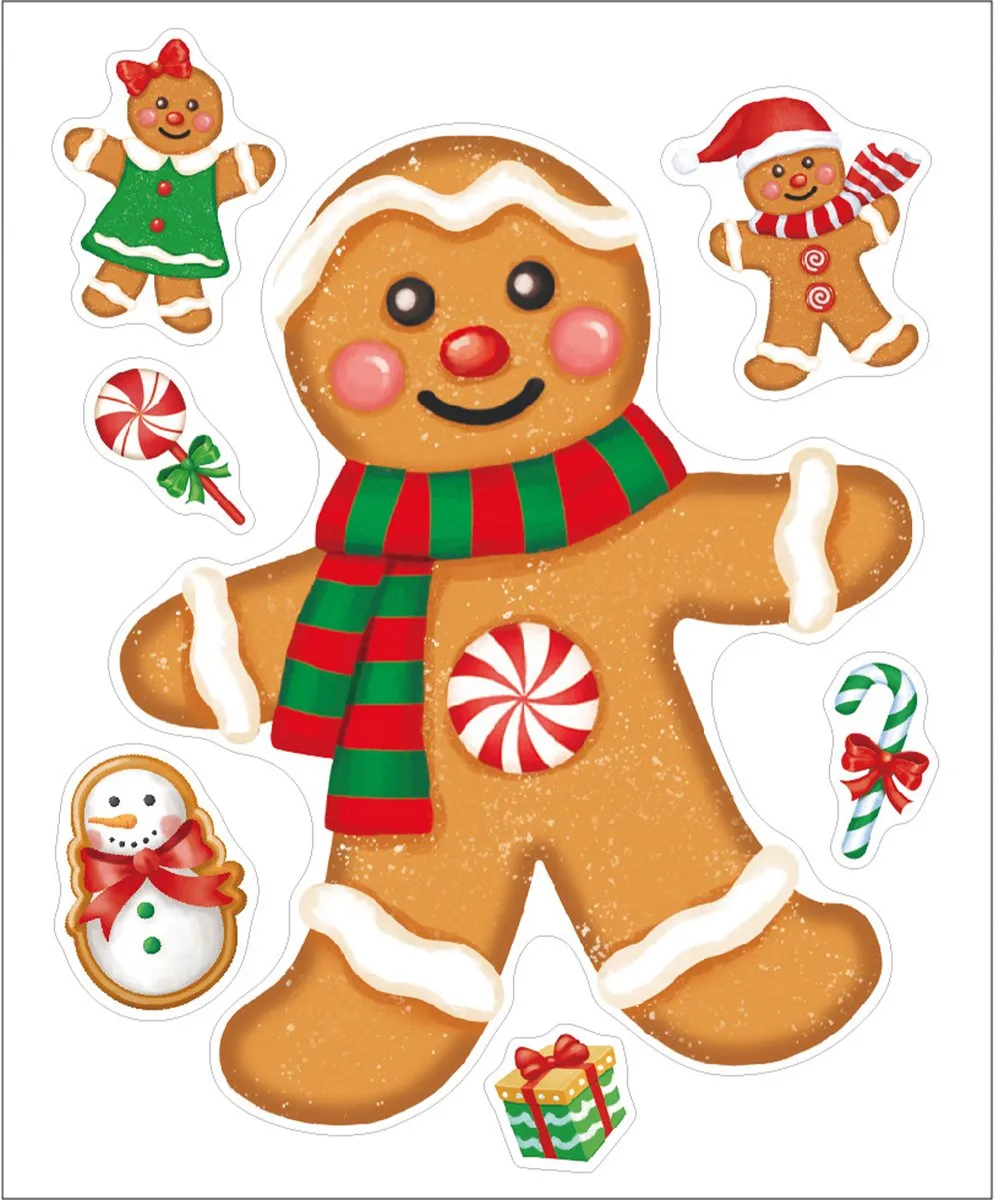 Anna's Collection Kerst Raamstickers Peperkoekmannetje - 34x28cm - Multi