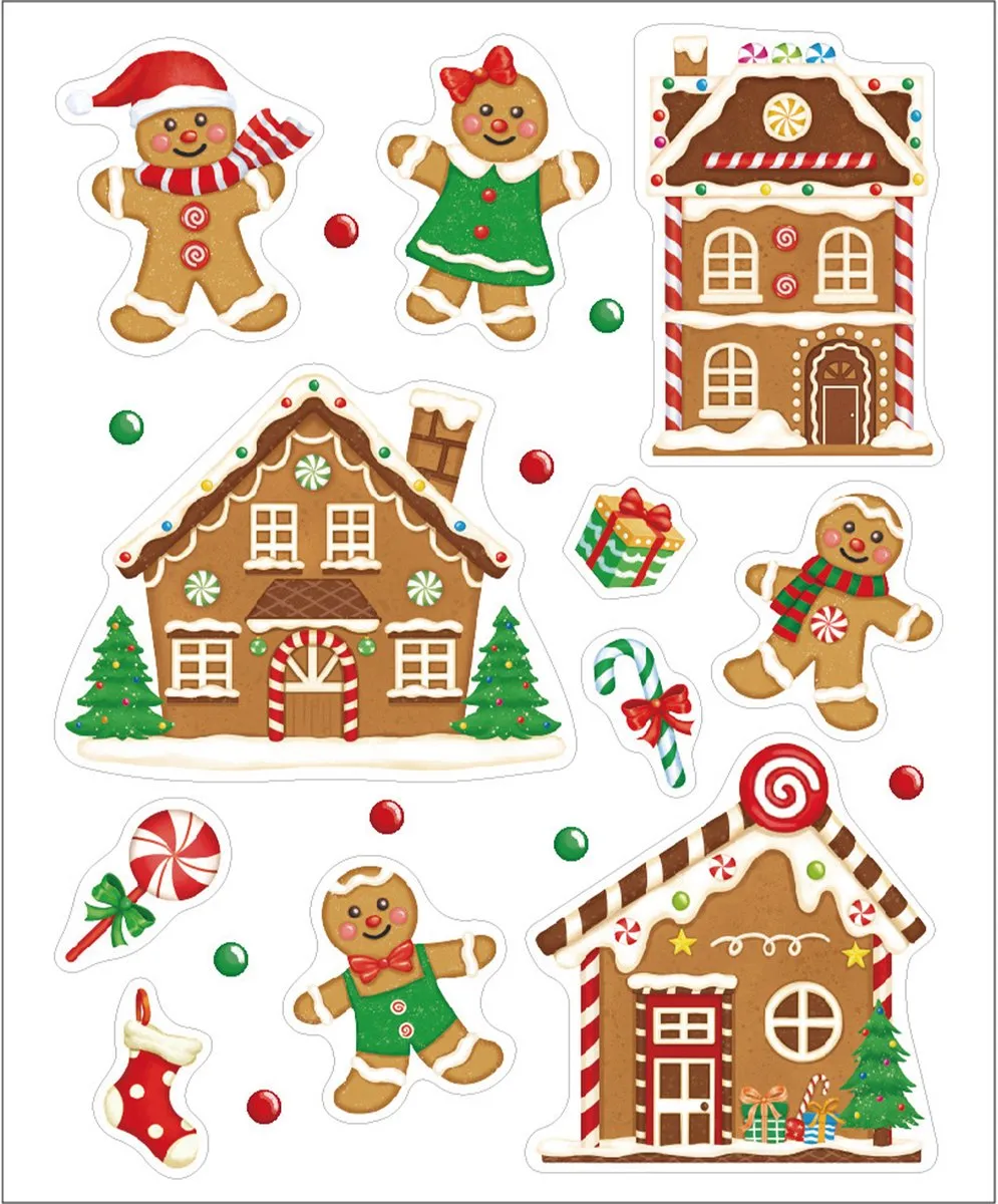 Anna's Collection Kerst Raamstickers Peperkoekmannetje - 34x28cm - Multi