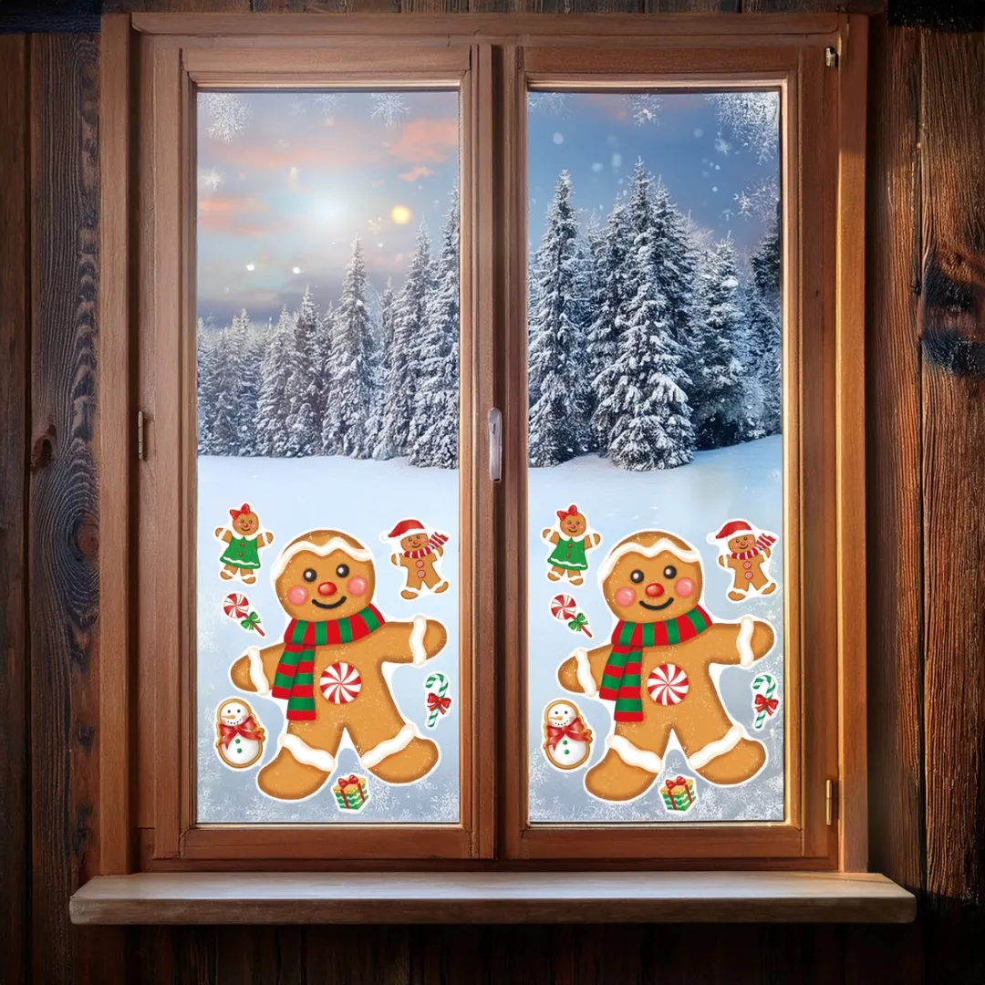 Anna's Collection Kerst Raamstickers Peperkoekmannetje - 34x28cm - Multi