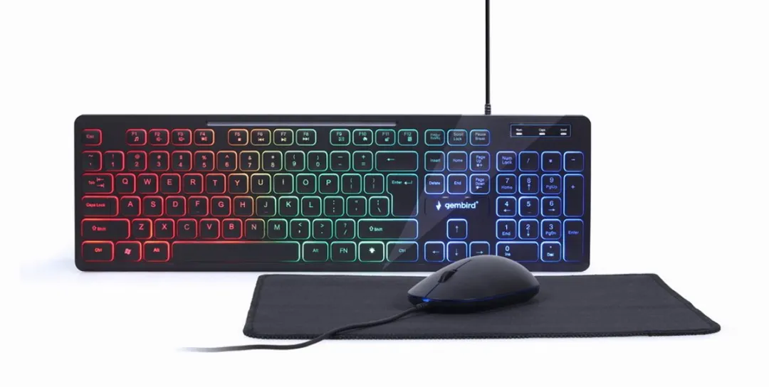 Gembird - 3 in 1 Rainbow Gaming Set met Gaming toetsenbord, muis en muismat | LED verlichting | Gaming Keyboard set voor gaming PC