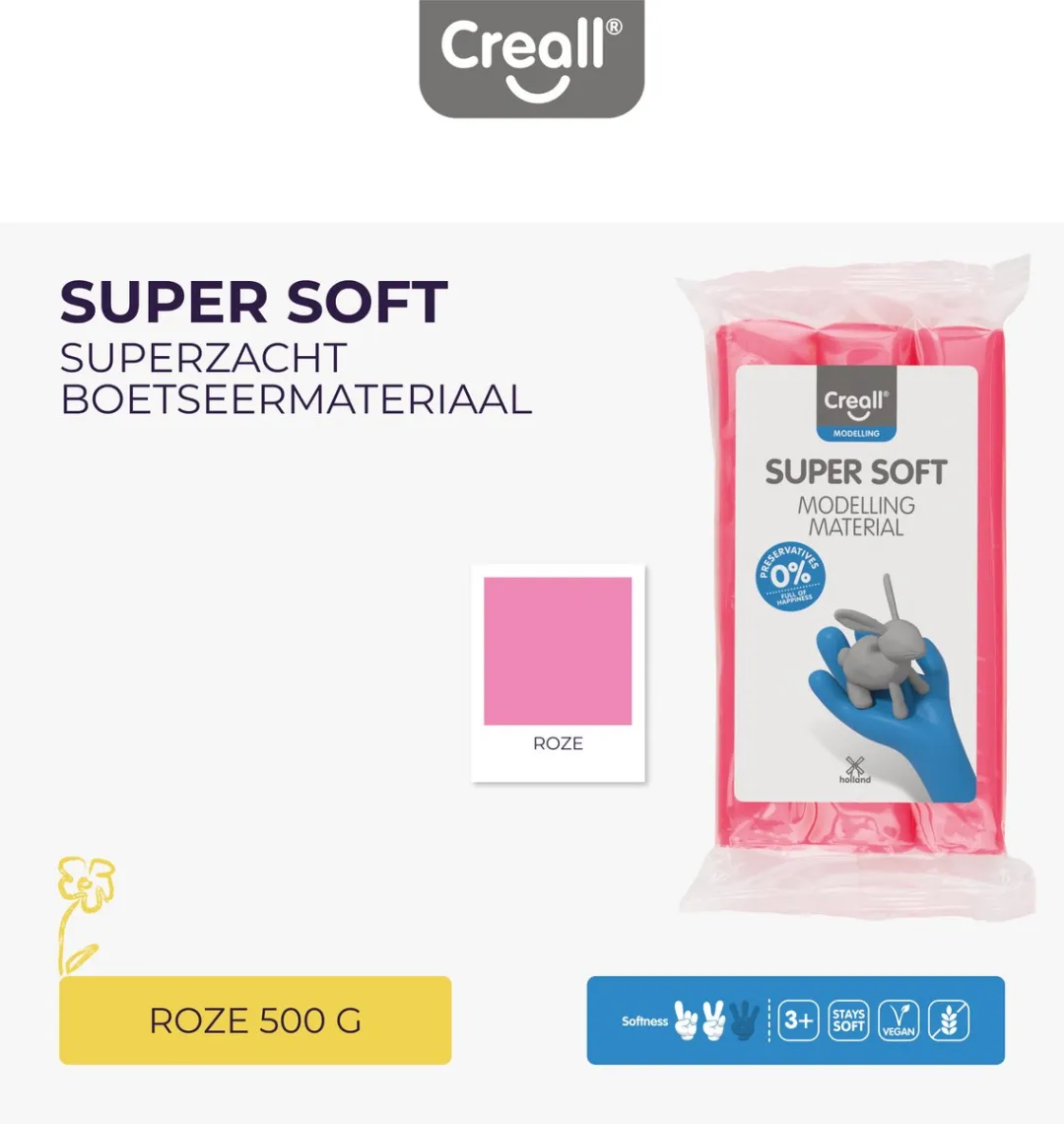 Creall Supersoft Boetseerklei Roze 500g