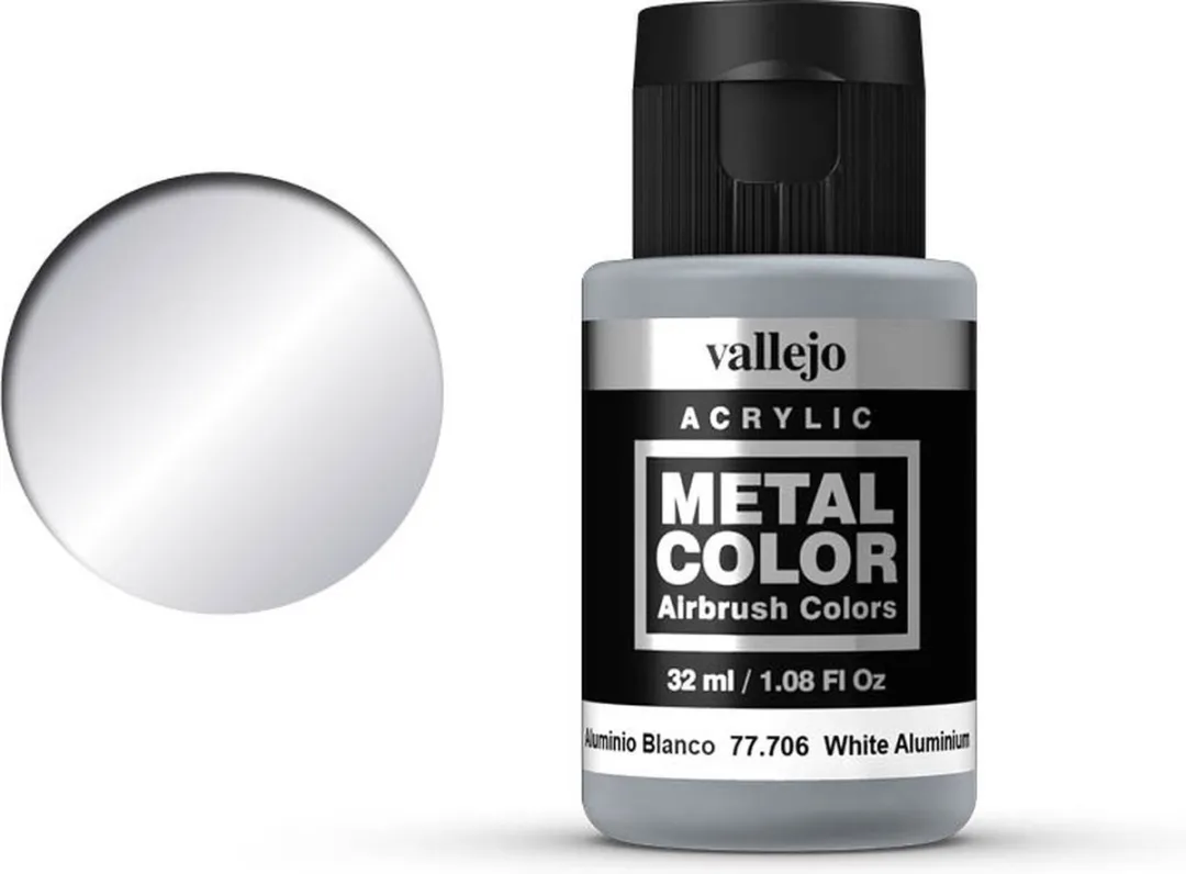 Vallejo Hobbyverf Acryl Metal Color White Aluminium 32ml