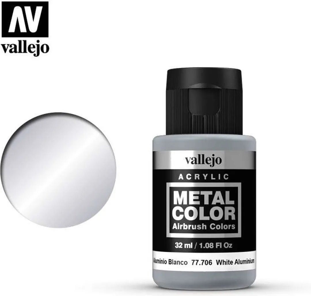 Vallejo Hobbyverf Acryl Metal Color White Aluminium 32ml