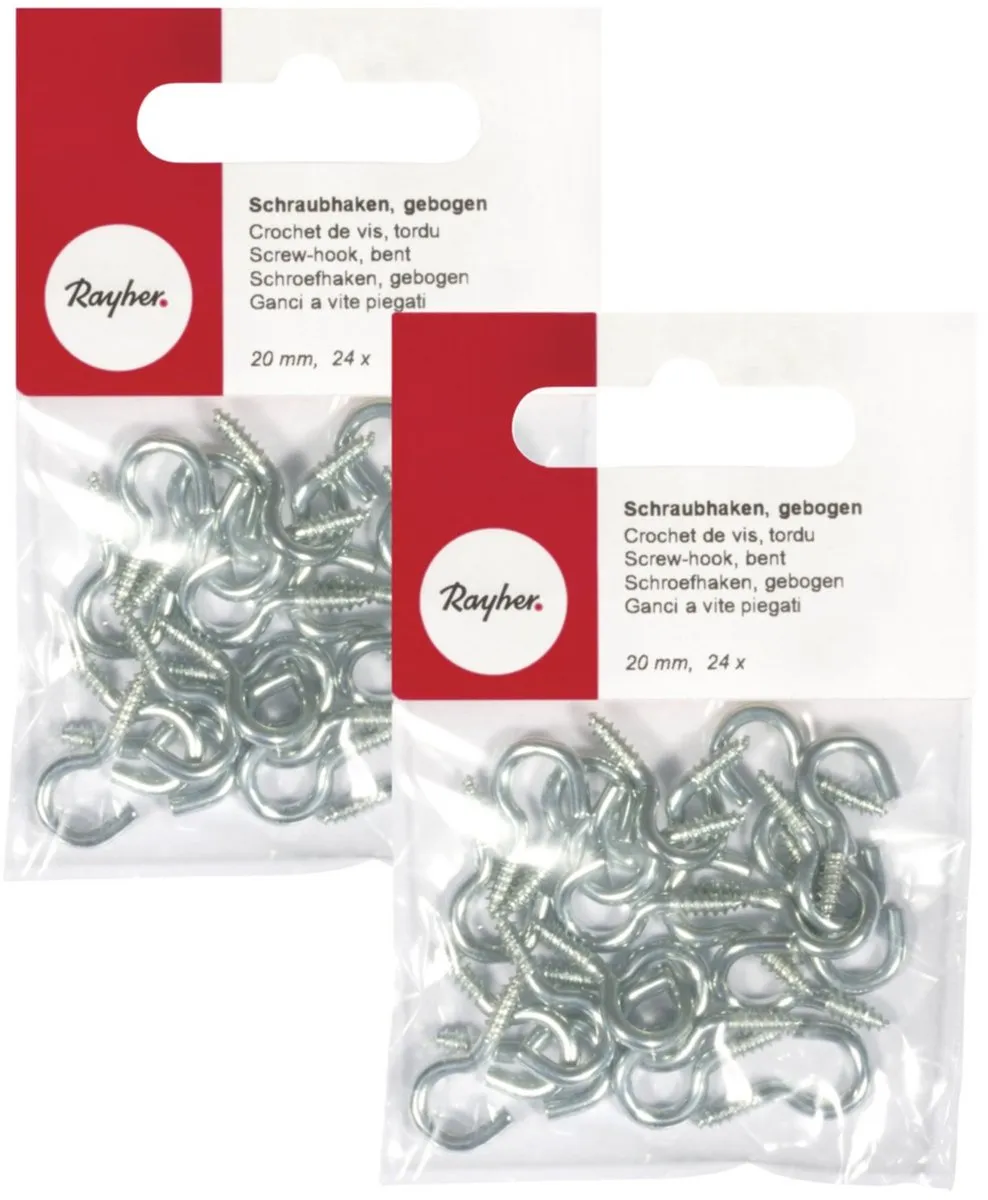 Rayher Gebogen Schroefhaken 20mm - 48 Stuks