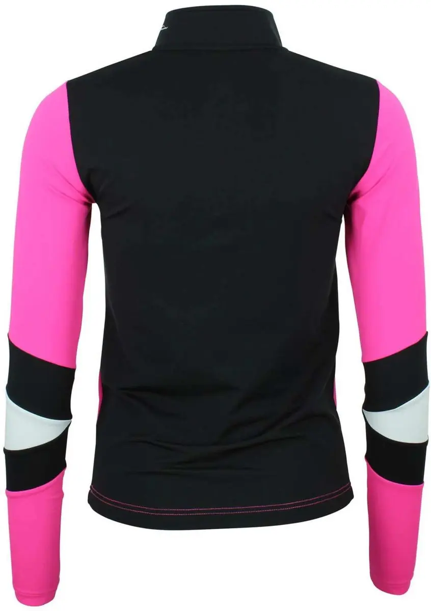Peak Mountain Dames 1st Skin T-shirt met Ritssluiting - Fuchsia/Zwart - afbeelding 2 van 6