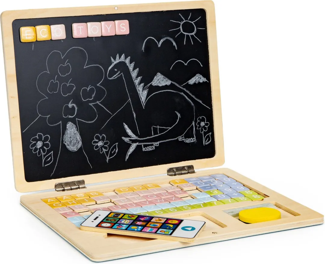 ECOTOYS Magneetbord 30x22cm - 78 Stuks - Blauw