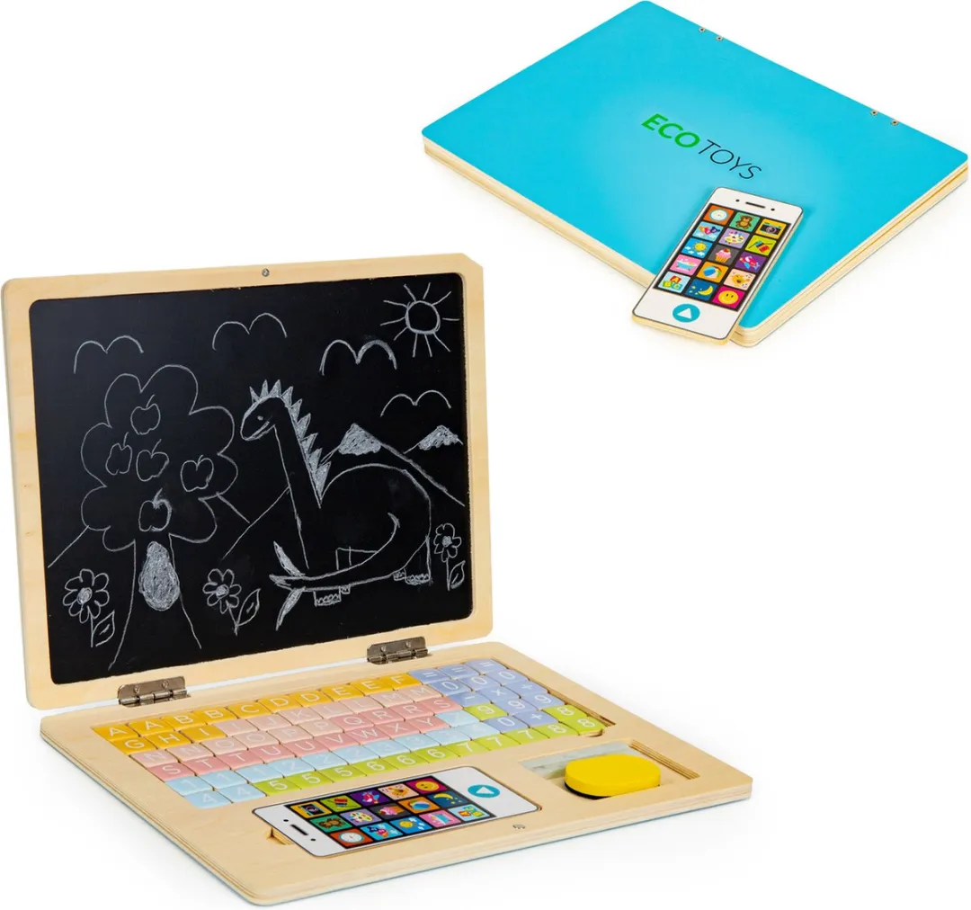 ECOTOYS Magneetbord 30x22cm - 78 Stuks - Blauw
