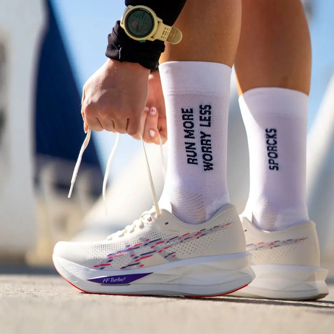 Sporcks Run More White Hardloopsokken voor Dames & Heren