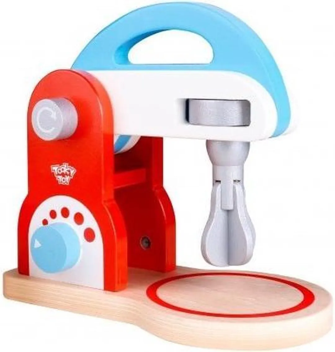 Tooky Toy Houten Mixer TKC482 - Blauw/rood/wit/oranje
