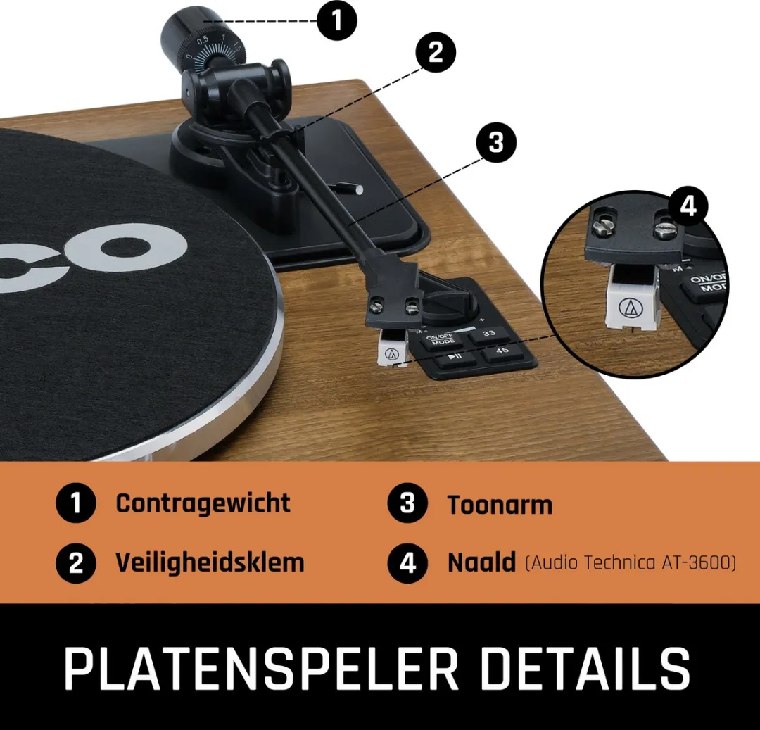 Lenco LS-410WA Platenspeler - Bluetooth 40W - Hout