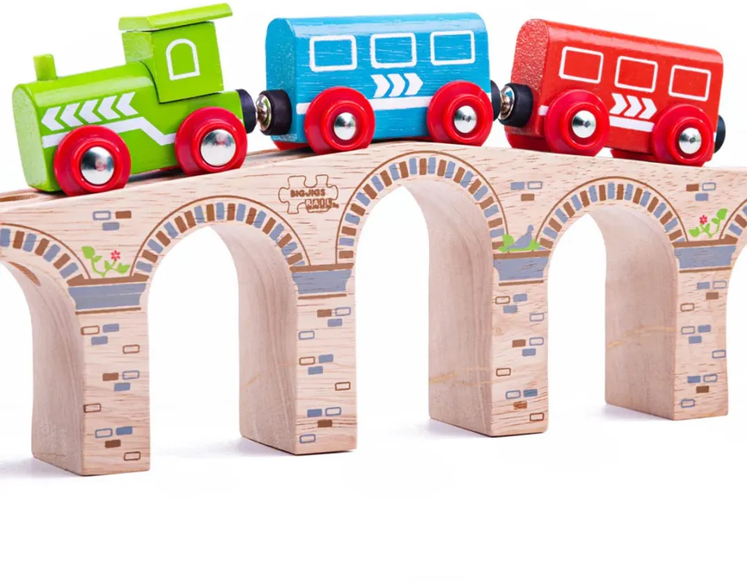 BIGJIGS Houten Spoorwegviaduct BJT193 - 3-delig - Multi
