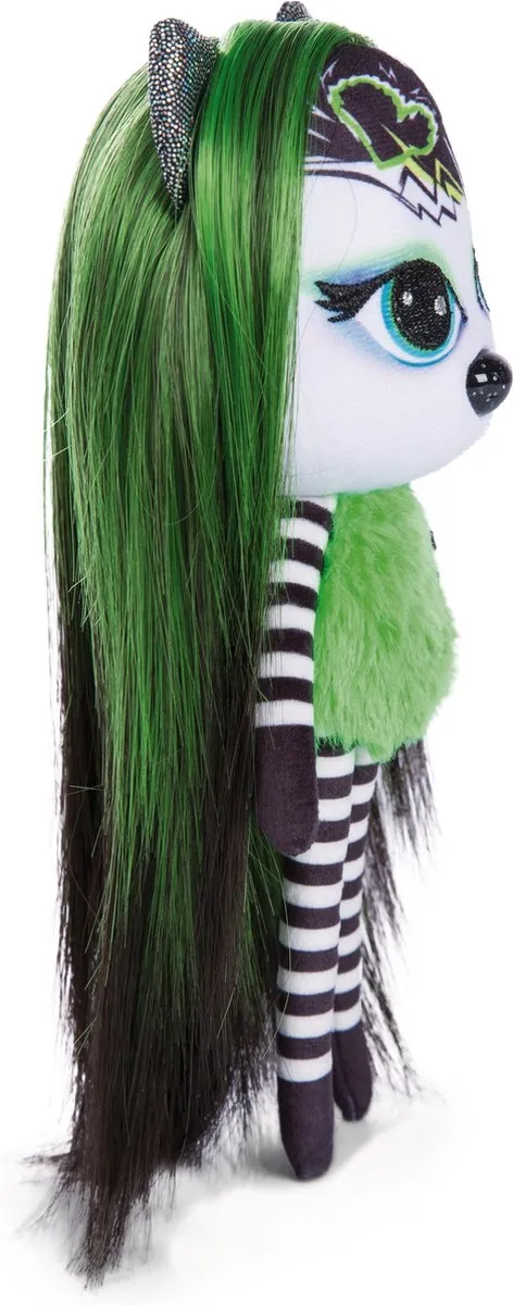 Nici Pixidoos Bami Knuffelpop 20cm - Zwart/Groen