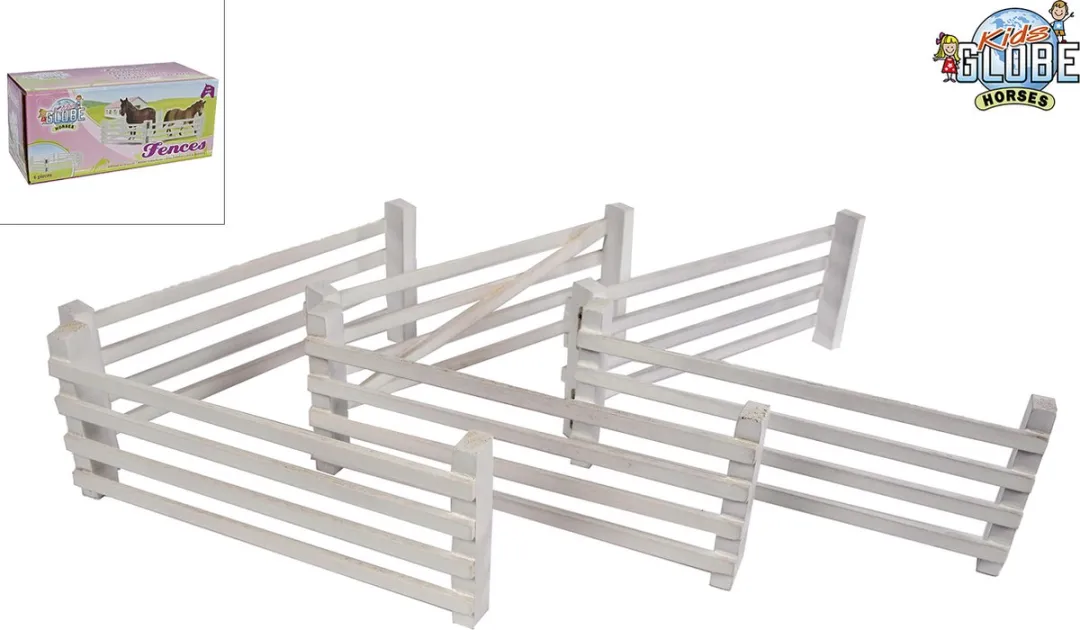 Kids Globe Houten Hekken 1:24 Naturel - 6 Stuks
