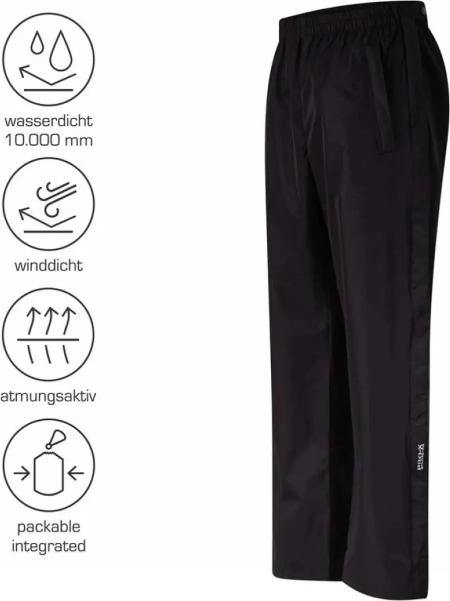 Zwarte extra korte dames regenbroek Logon van Pro-X Elements XXL - afbeelding 4 van 5