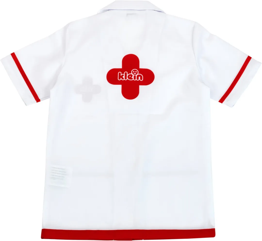 Klein toys - dokter set - met jasje en 6 accessoires - wit / rood - complete set