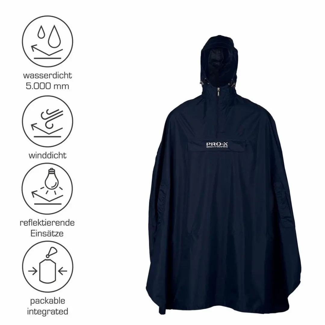 Pro-X Elements Pasofino Fietsponcho - M/L - Navy - afbeelding 5 van 6