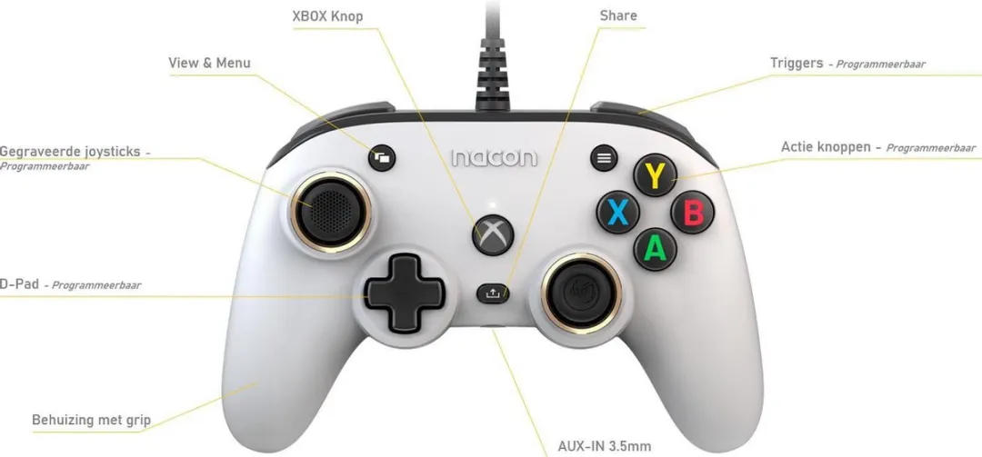 Nacon Pro Compact Official Licensed Bedrade Controller - Xbox Series X|S - Wit