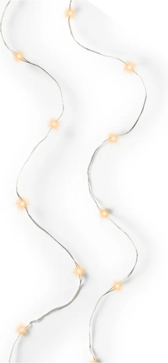 Lumineo Kerstverlichting Snoer 40x Warm Wit - 195cm - Zilver