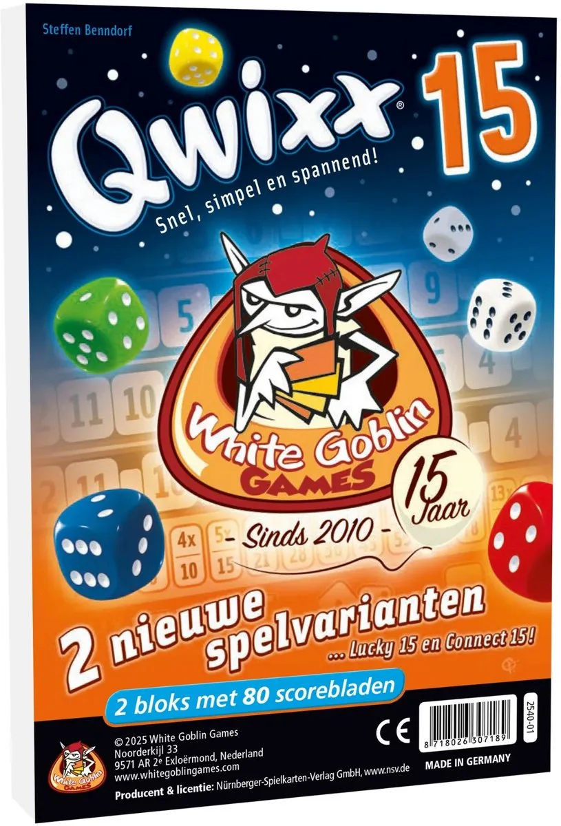 White Goblin Games Qwixx 15 Dobbelspel - 2-6 Spelers - Uitbreiding