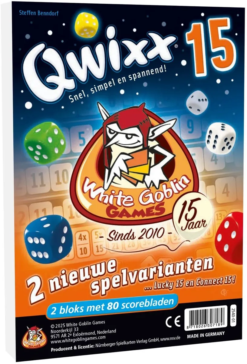 White Goblin Games Qwixx 15 Dobbelspel - 2-6 Spelers - Uitbreiding