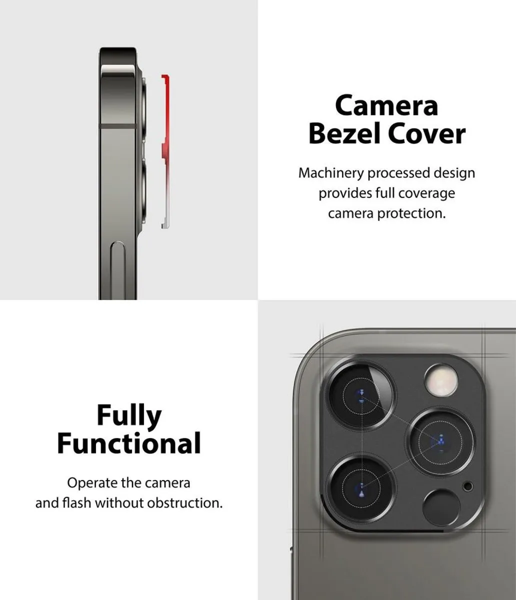 Ringke Aluminum Camera Beschermer iPhone 12 Pro - Grijs