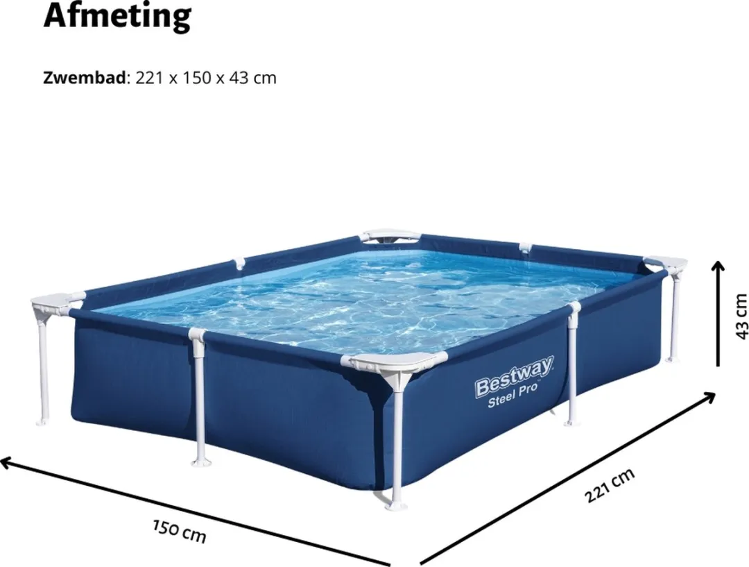 Bestway Steel Pro Zwembad 221x150x43cm Blauw - 1200L - Incl. pomp - afbeelding 6 van 6