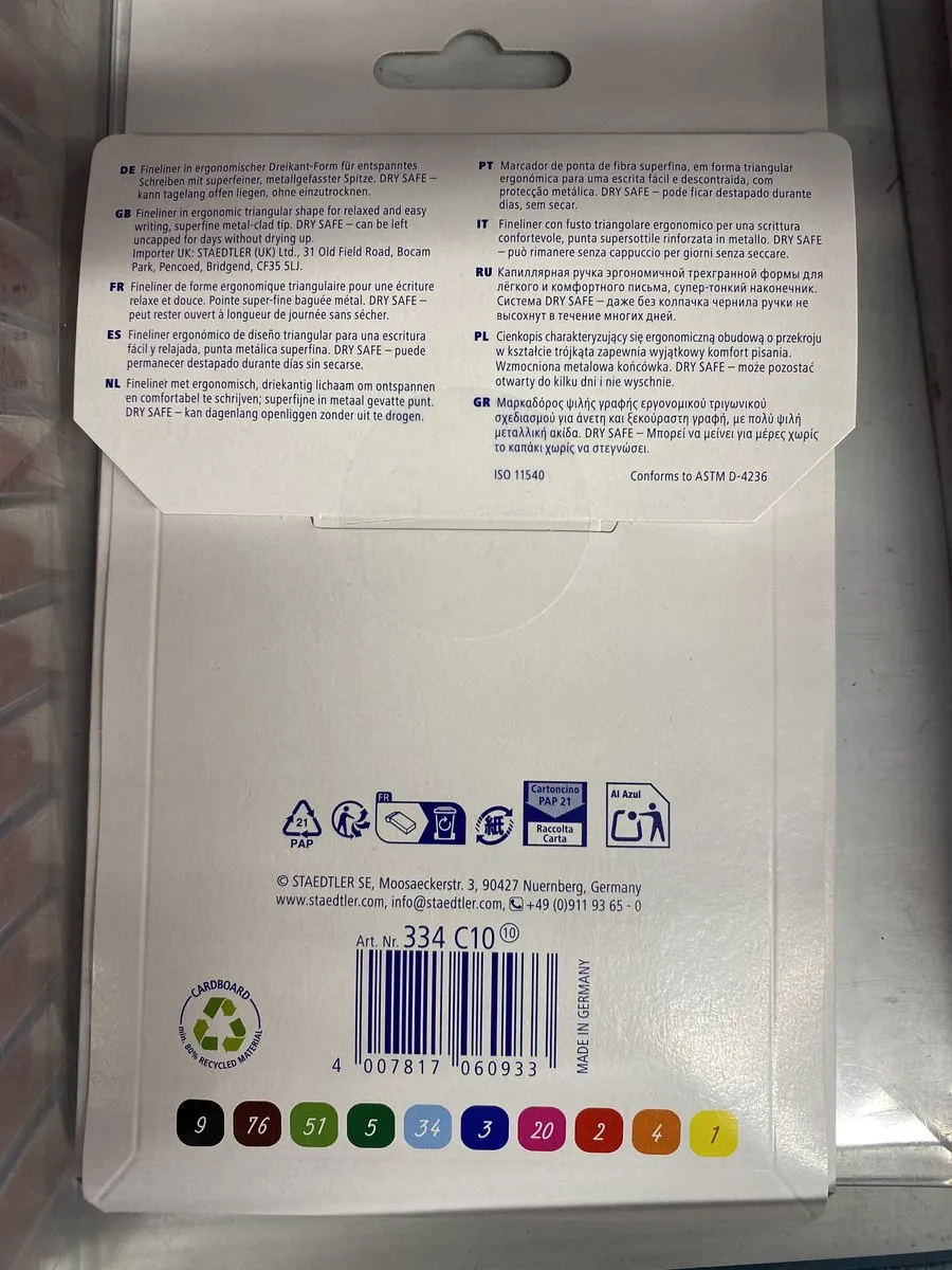 STAEDTLER Triplus Fineliner Eco - Assorti - 10 Stuks