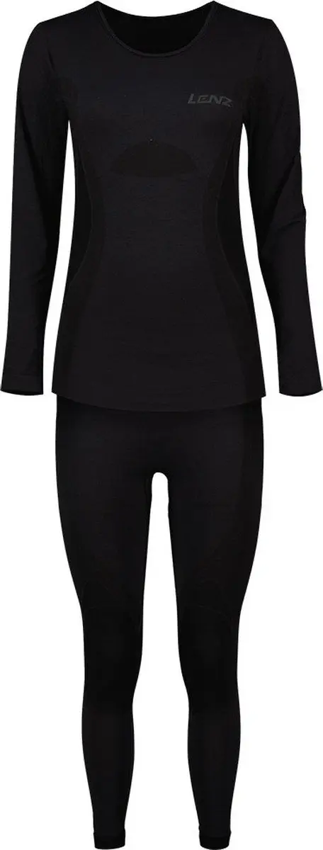 Lenz Merino Lange Mouwen Basislaagset Zwart M-L Vrouw