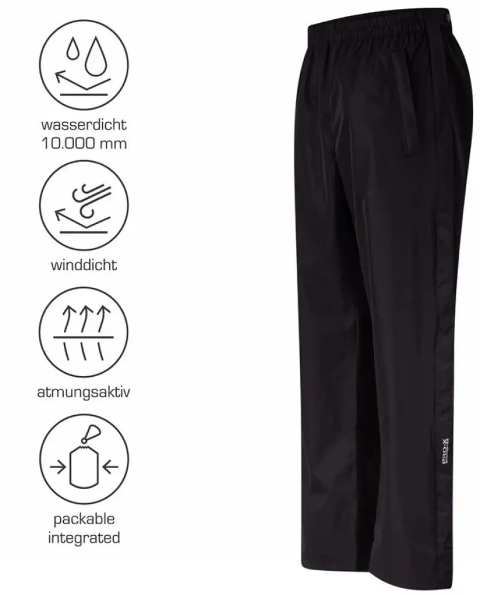 Zwarte extra korte heren regenbroek Logon van Pro-X Elements XXL/XXXL - afbeelding 4 van 5