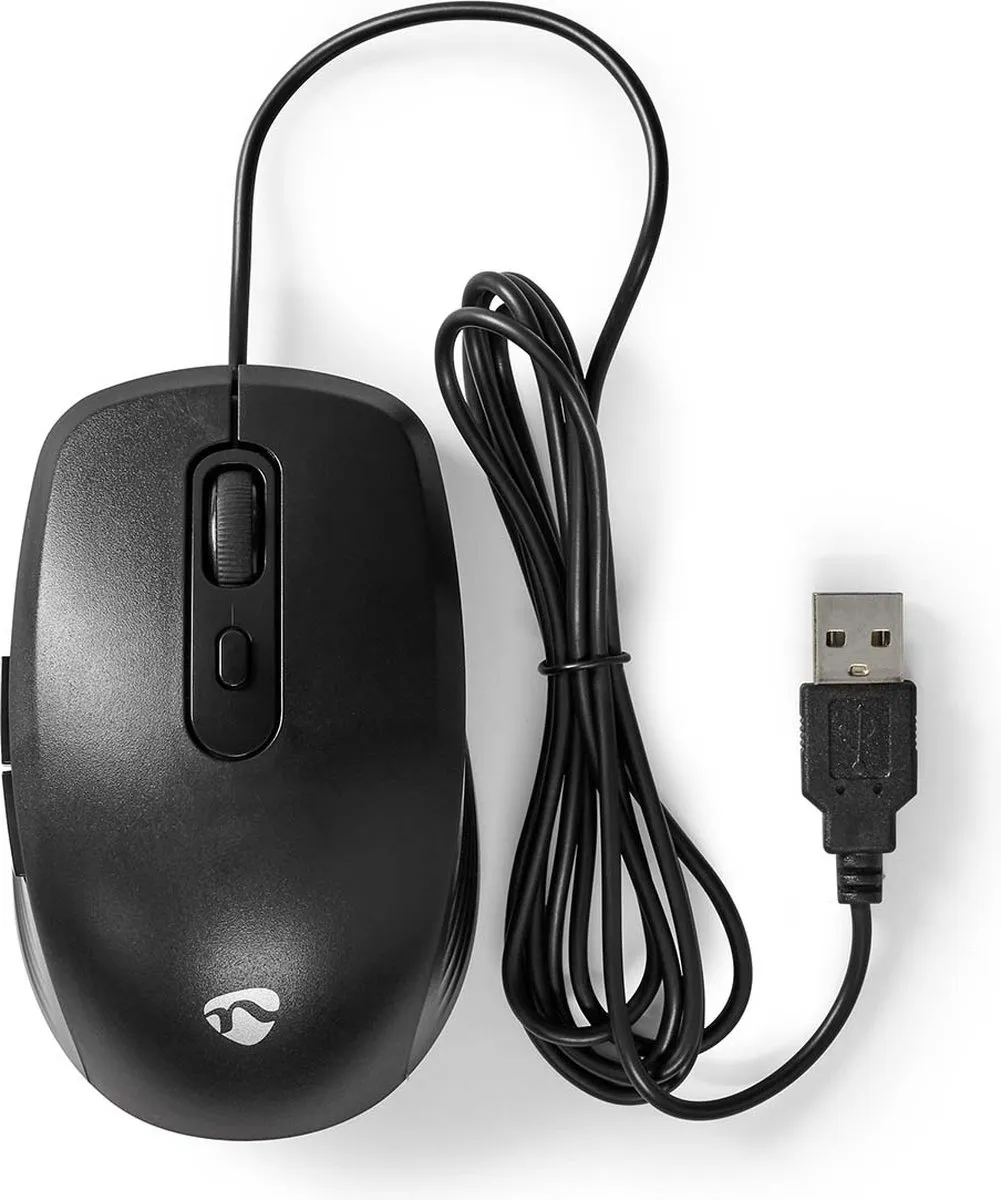 Nedis MSWD110BK Muis - Bedraad - 3600 DPI - 6 Knoppen - Zwart