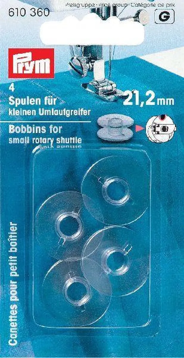 Prym Spoelen voor kleine omloopgrijper Ø21,2mm - 4 Stuks - Transparant