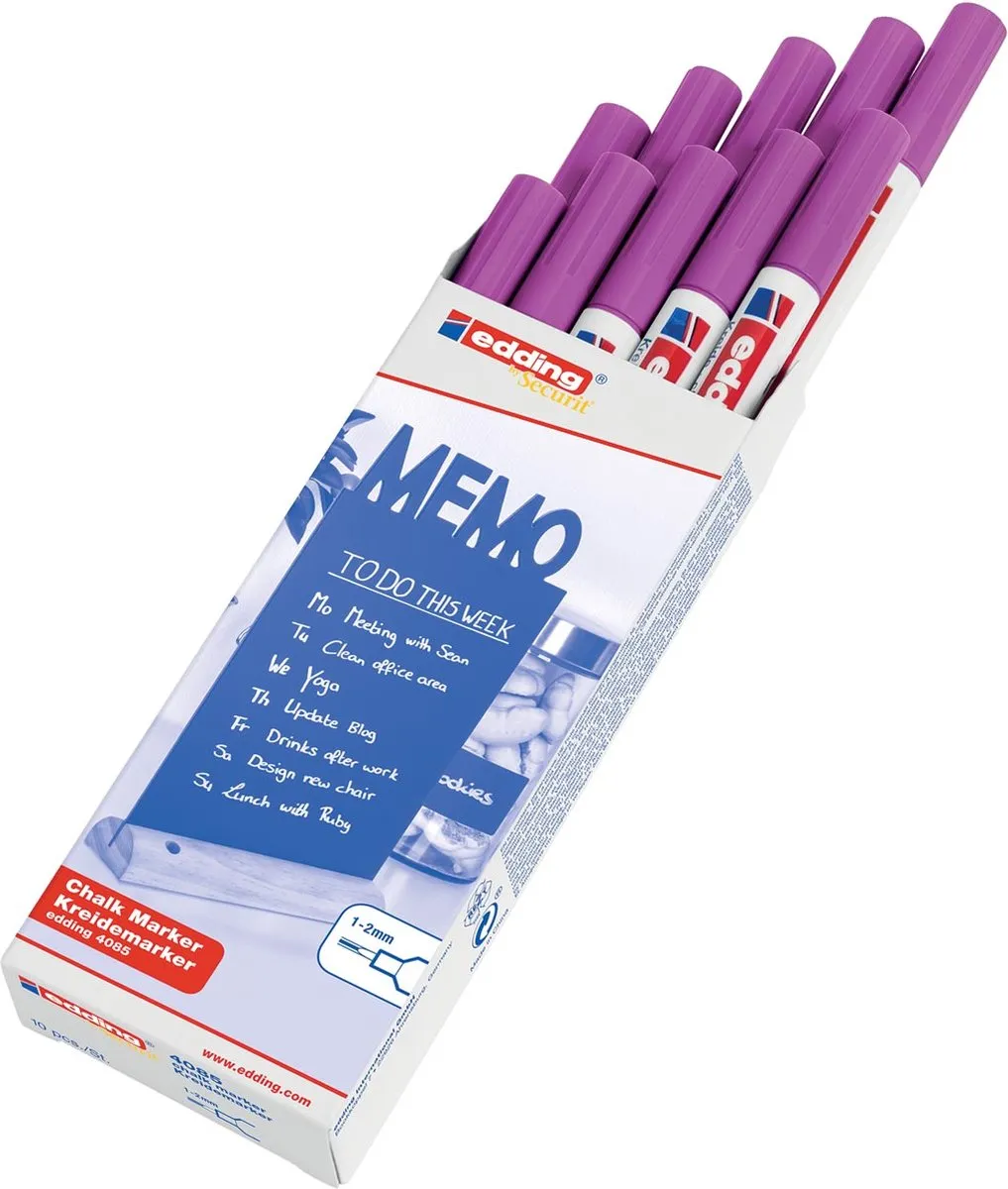 edding by Securit 4085 Krijtstift Framboos - 10 Stuks