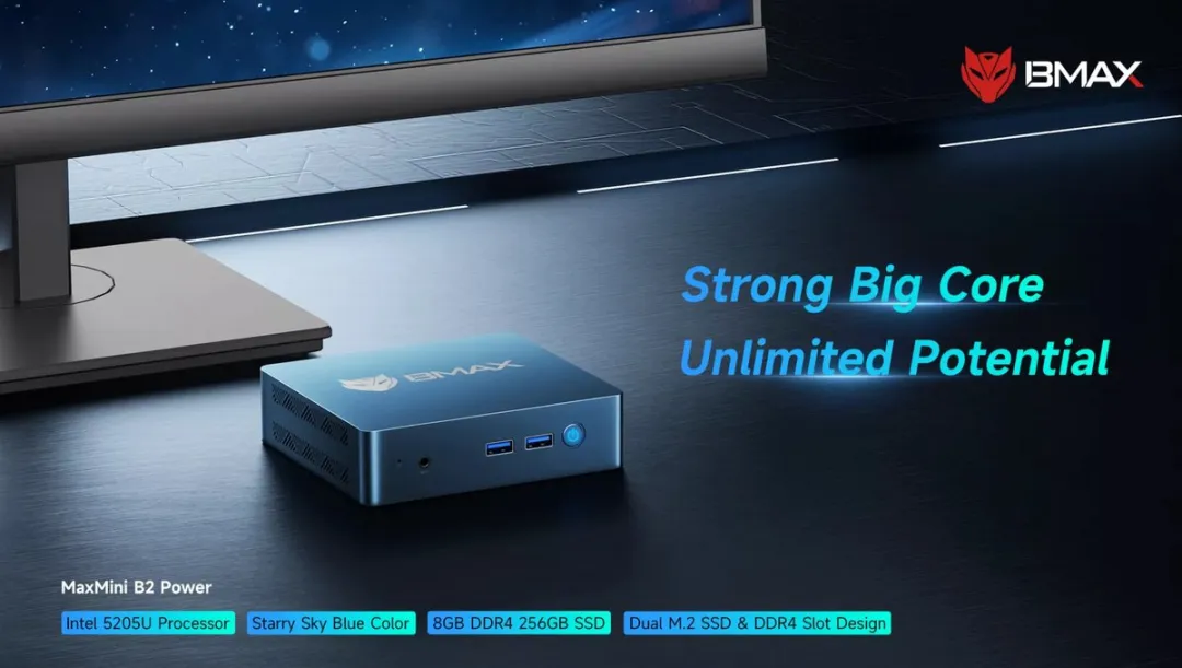 BMAX B2 Power Mini-PC - Intel 5205U 8GB 256GB SSD Windows 11 Pro
