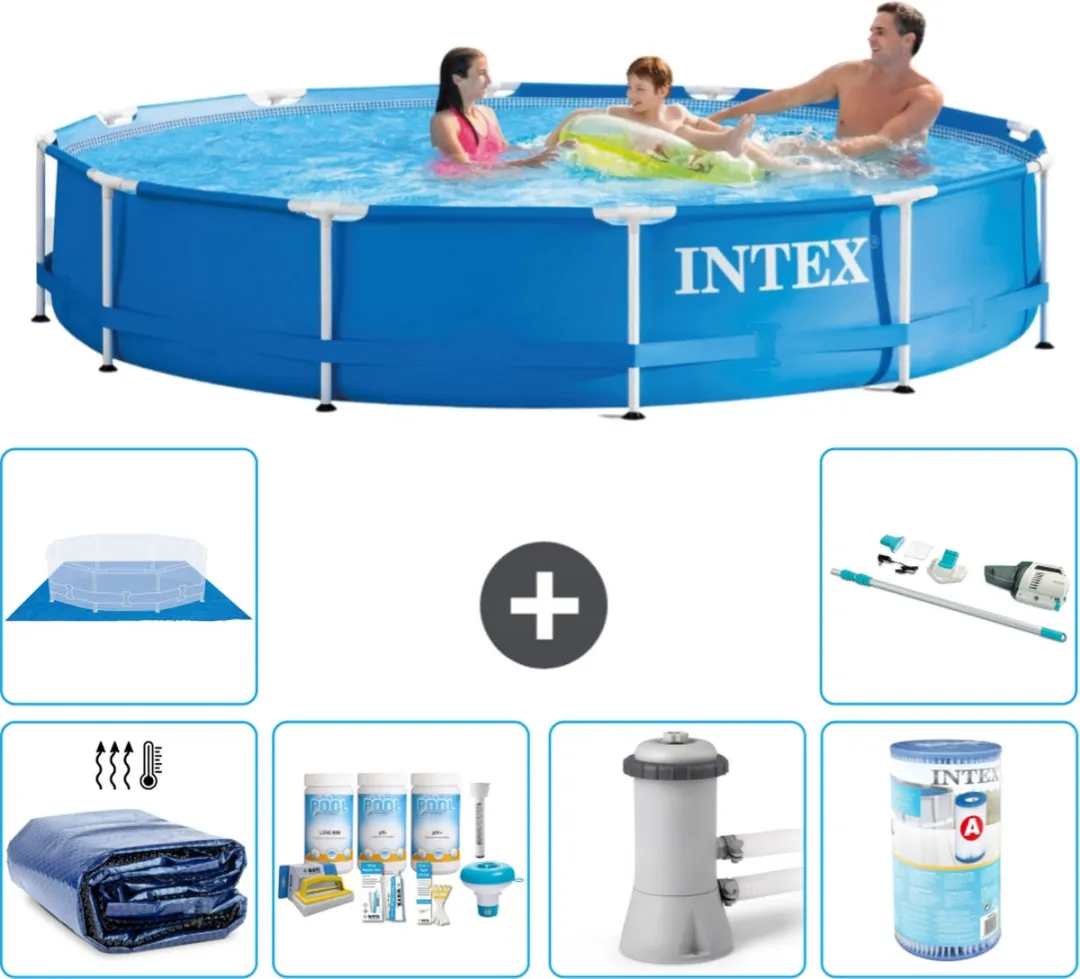 Intex 28210NP-Blauw Rond Frame Zwembad 366x76cm - Blauw