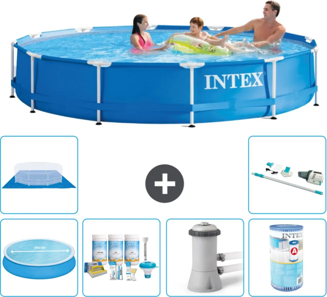 Intex 28210NP-Blauw Rond Frame Zwembad 366x76cm