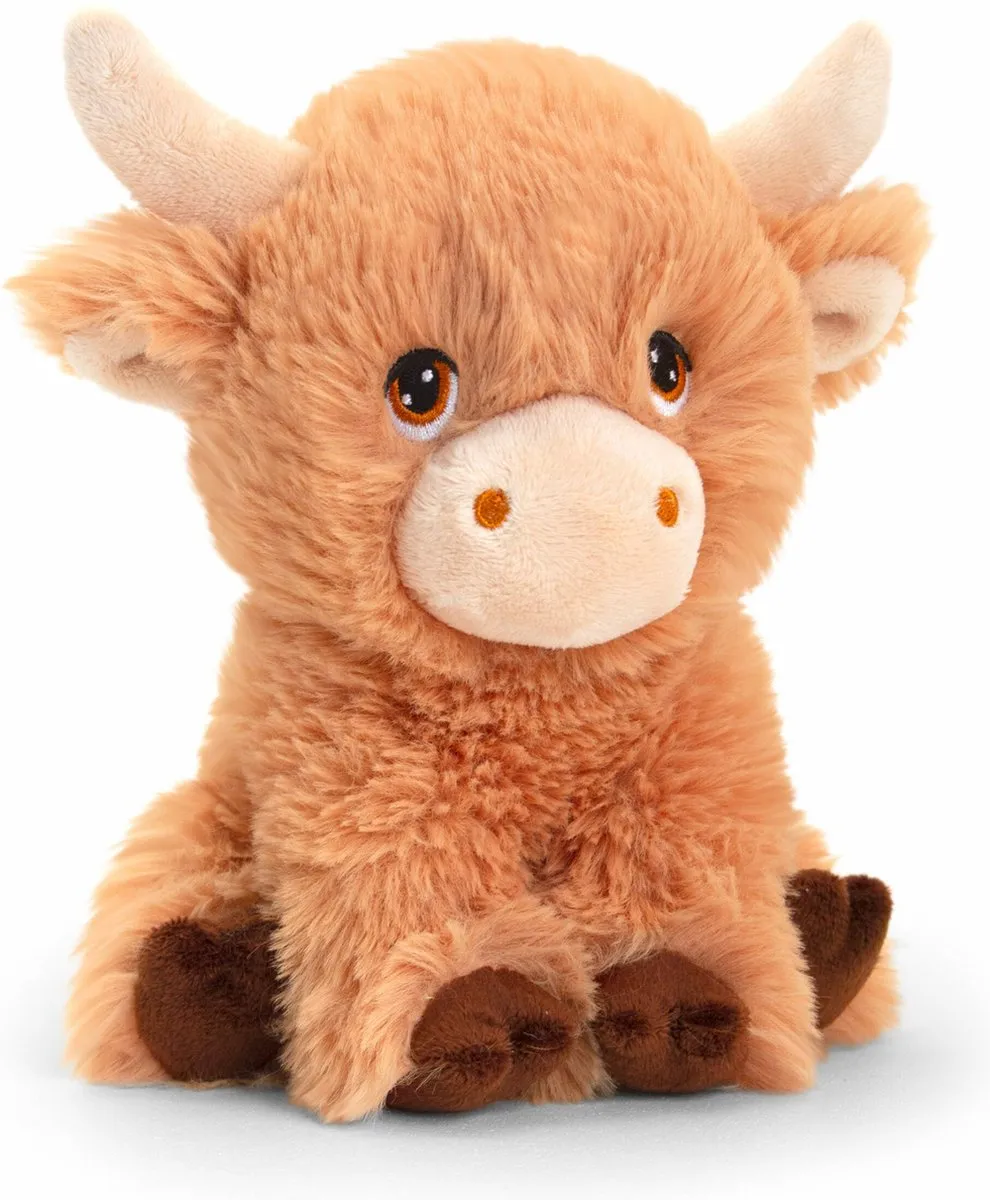 Keel Toys Pluche Koe Knuffel - Bruin - 18cm