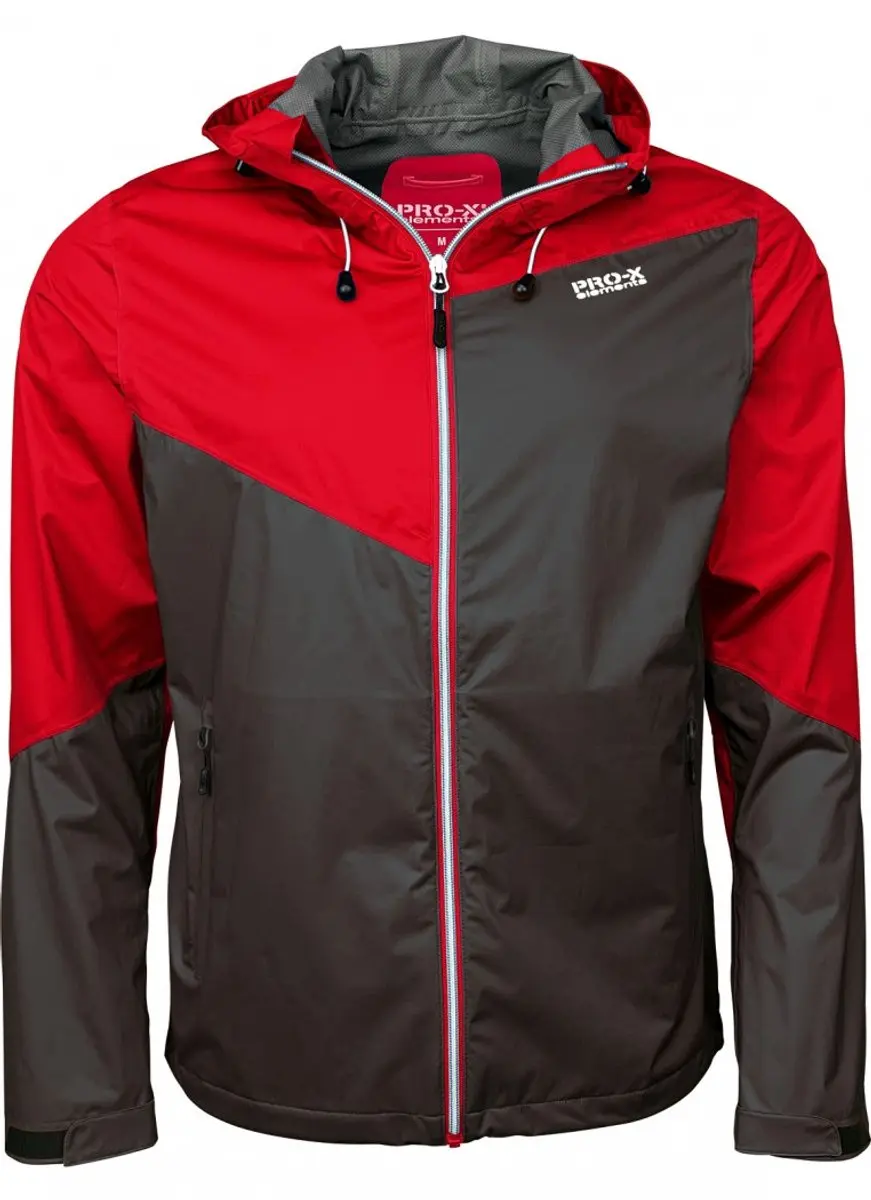 Rood en antraciete 4-way stretch heren regenjas Liam van Pro-X Elements L