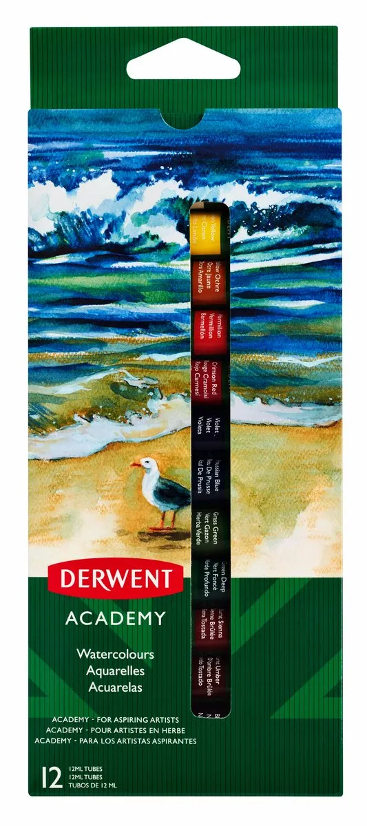 Derwent Academy Aquarelverf Set 12x12ml - Assorti