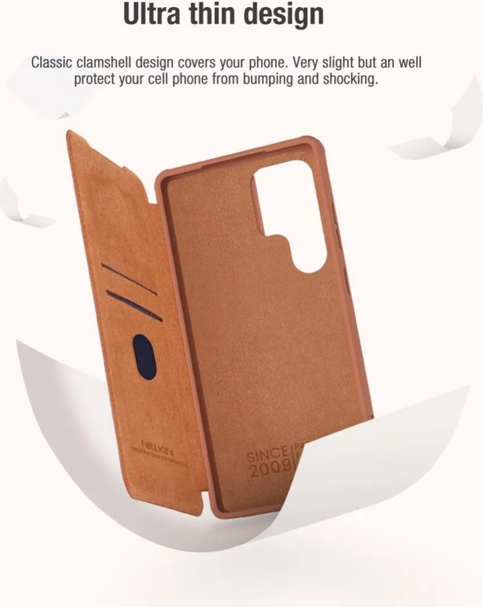 Nillkin Qin Pro Hoesje Samsung Galaxy S25 Ultra - 2 Pasjes Bruin