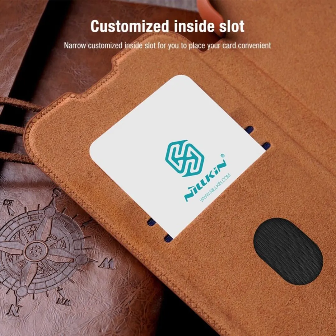 Nillkin Qin Pro Hoesje Samsung Galaxy S25 Ultra - 2 Pasjes Bruin