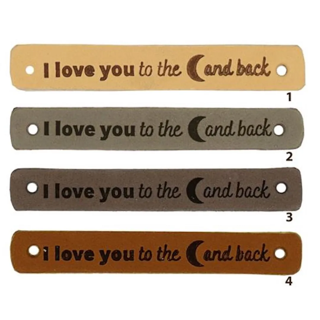Durable Leren Labels I Love You to the Moon and Back - 2 Stuks