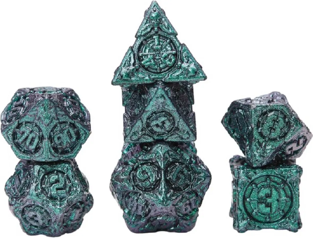 Lapi Toys DnD Polydice Metalen Dobbelstenen - 7 Stuks - Groen
