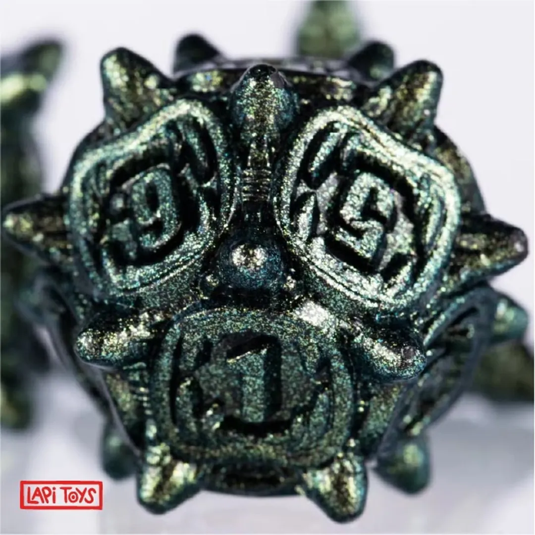 Lapi Toys DnD Polydice Metalen Dobbelstenen - 7 Stuks - Groen