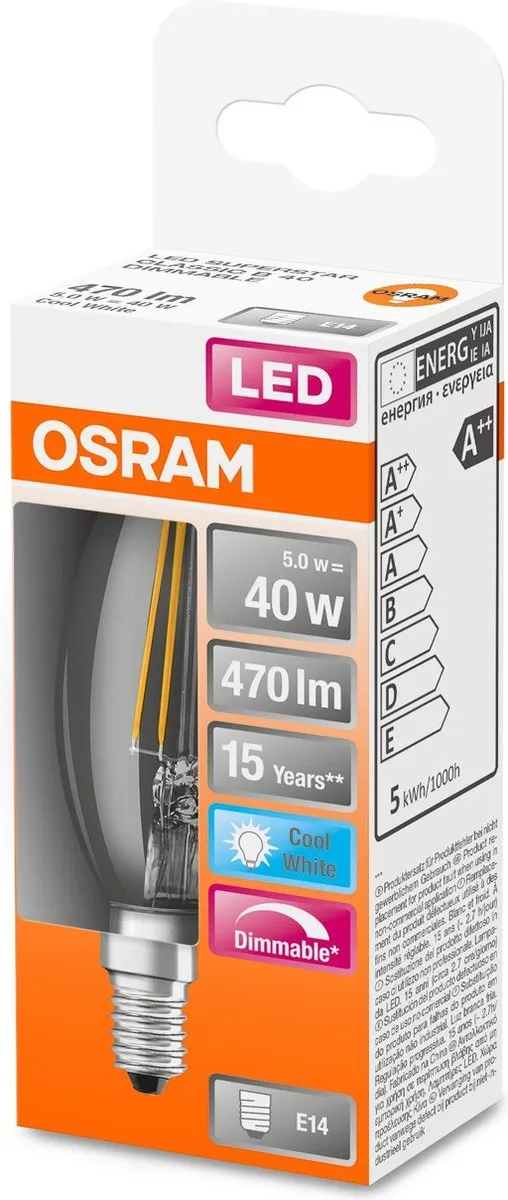 Osram LED Retrofit Classic B DIM E14 5W - Koel wit