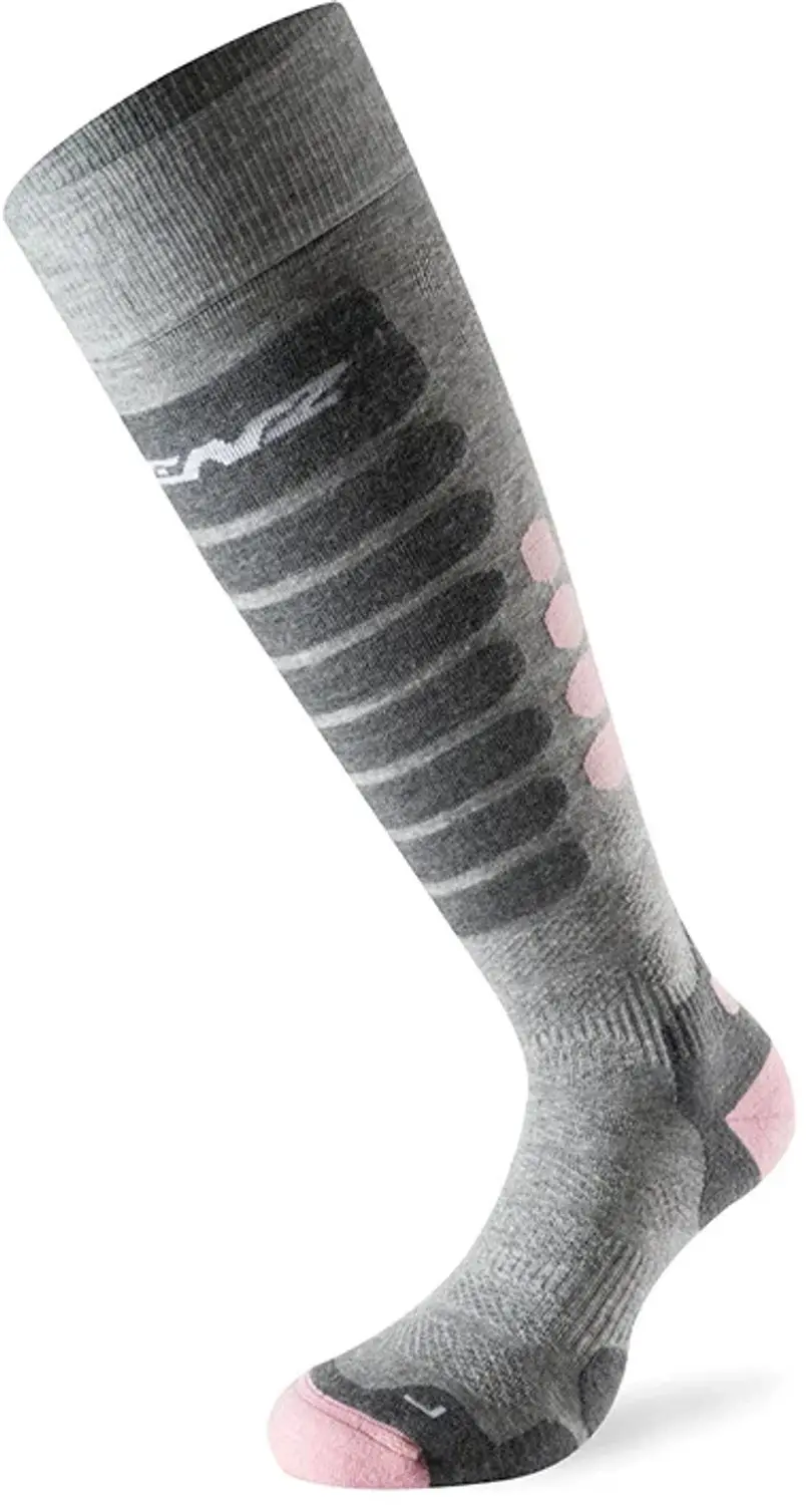 Lenz Skiing 3.0 skisokken grijs/roze