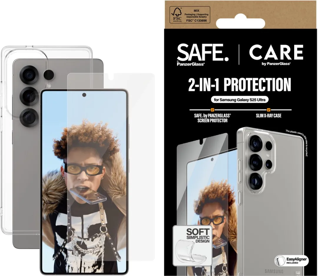 PanzerGlass Care Case Cover Glas Samsung Galaxy S25 Ultra - 2-in-1 - Zwart