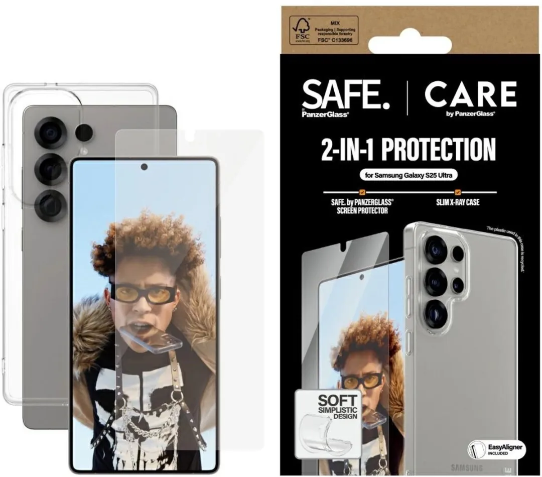 PanzerGlass Care Case Cover Glas Samsung Galaxy S25 Ultra - 2-in-1 - Zwart